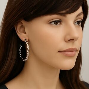 Silver tone Filigree Open Hoop design 1.75-inch Earrings - Women Jewelry